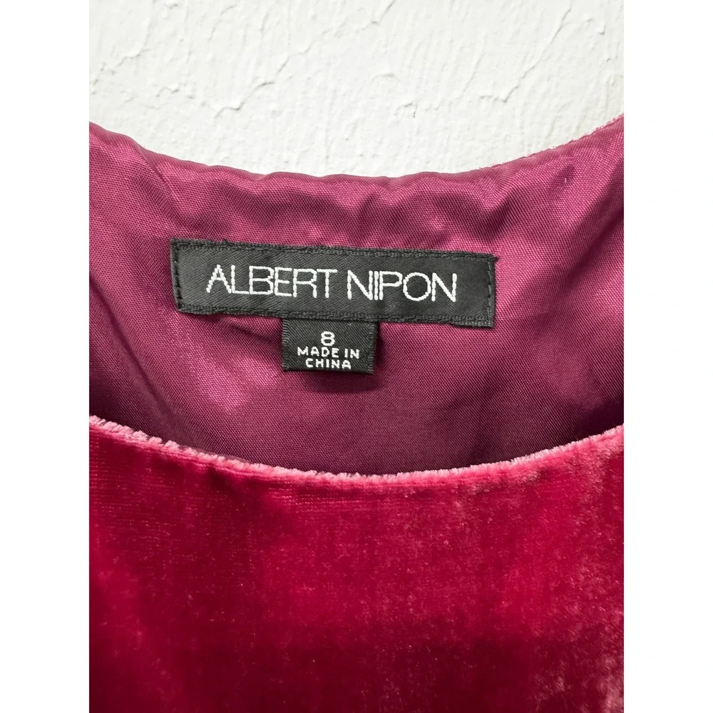 Vintage Albert Nipon Dark Raspberry Velvet 2-Piece Tank & Pencil Skirt Set Sz 8